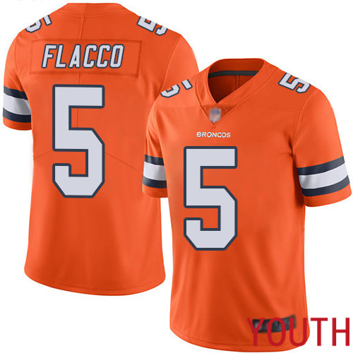 Youth Denver Broncos 5 Joe Flacco Limited Orange Rush Vapor Untouchable Football NFL Jersey